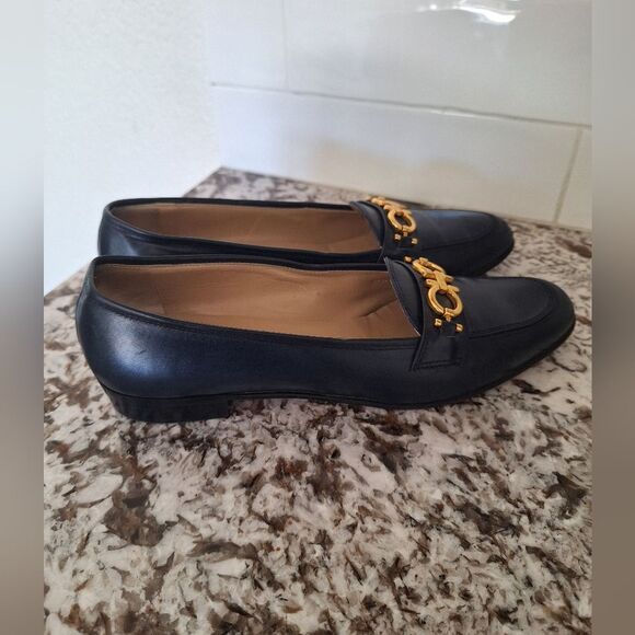 Salvatore Ferragamo Blue ‎ Leather Flat Size 8 AA - Picture 4 of 14